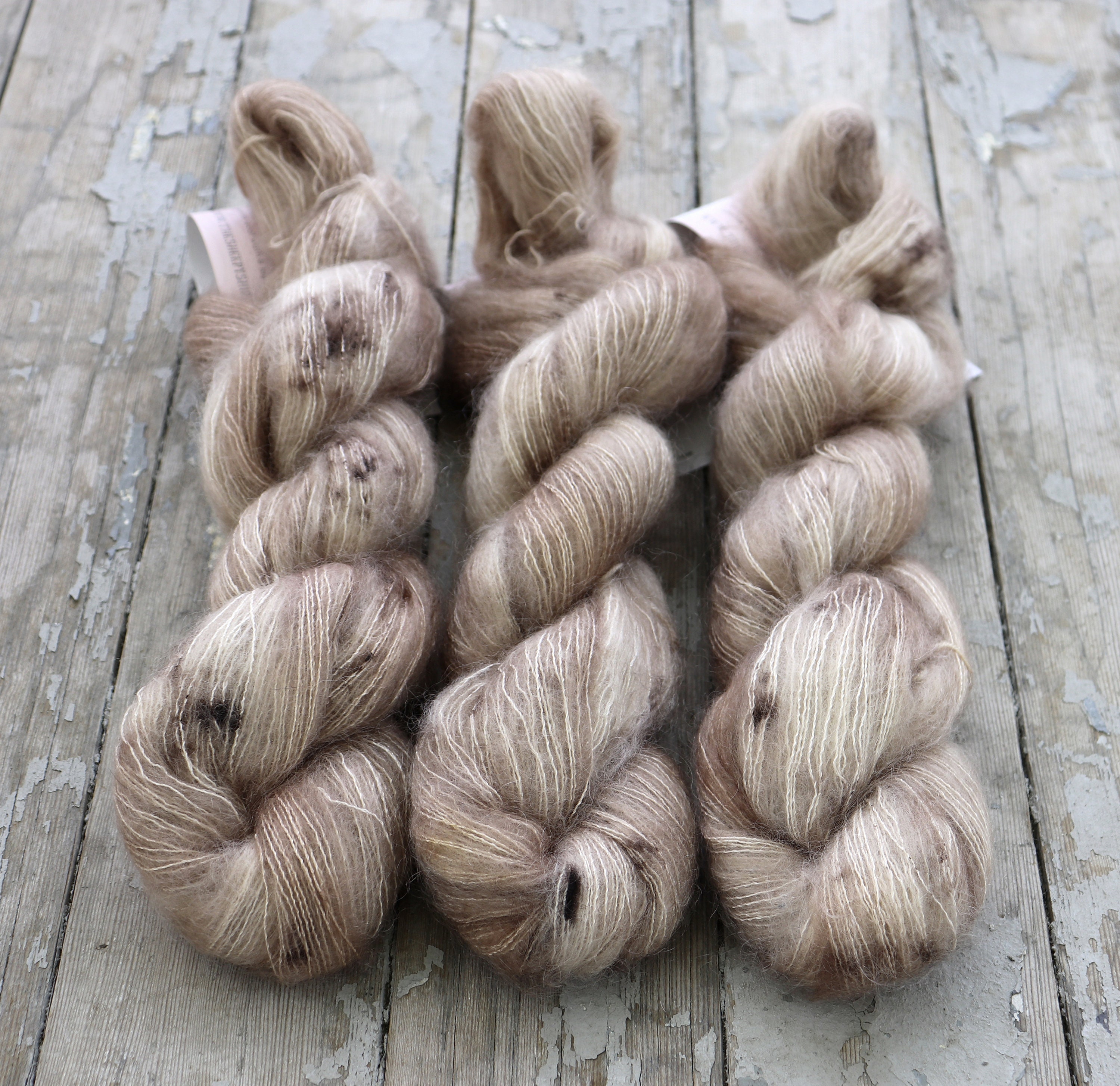 Mohair Silk Yarn, Hand Dyed, Speckled, Kid Silk Lace Weight, Brushed