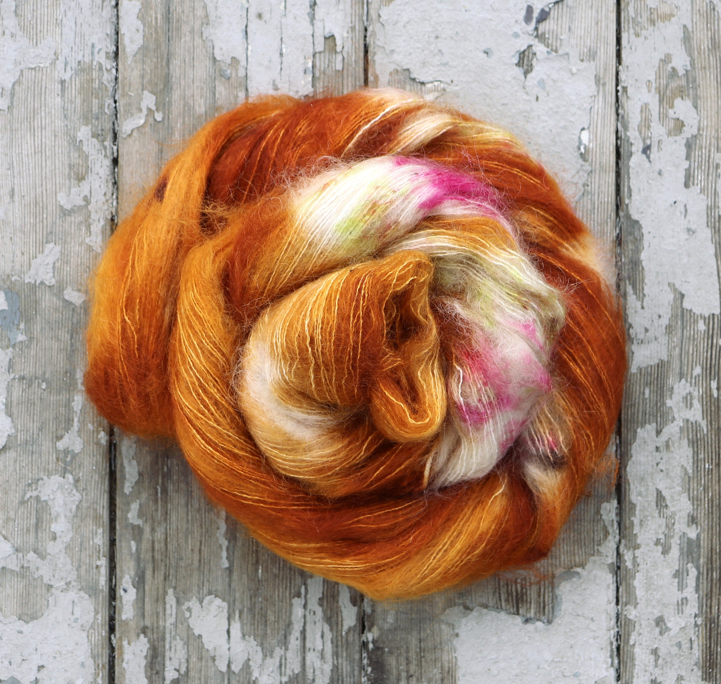 Mohair Silk Yarn, Hand Dyed, Speckled, Kid Silk Lace Weight, Brushed