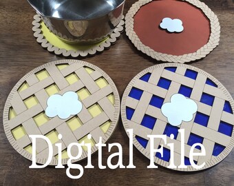 Pie Trivets Laser Cut File – 5 Styles, SVG, Glowforge (Digital File)