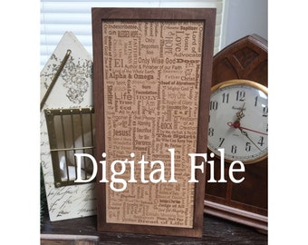 DIGITAL - Names of God Laser Engraving Plaque SVG Laser File Glowforge Epilog
