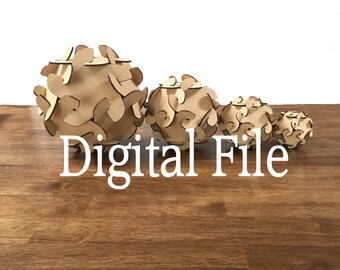 Laser Cut Wooden Sphere File – 3mm MDF, Glowforge SVG (Digital File)