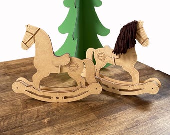 Wooden Rocking Horse Toy Gift Christmas Decor