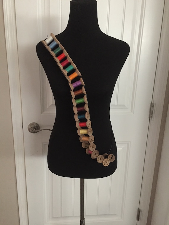 Steampunk Bandolier Wooden Spools 60" Mad Hatter Costume Cosplay
