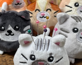 Embroidered Cat Pincushion: Weighted Sewing Tool