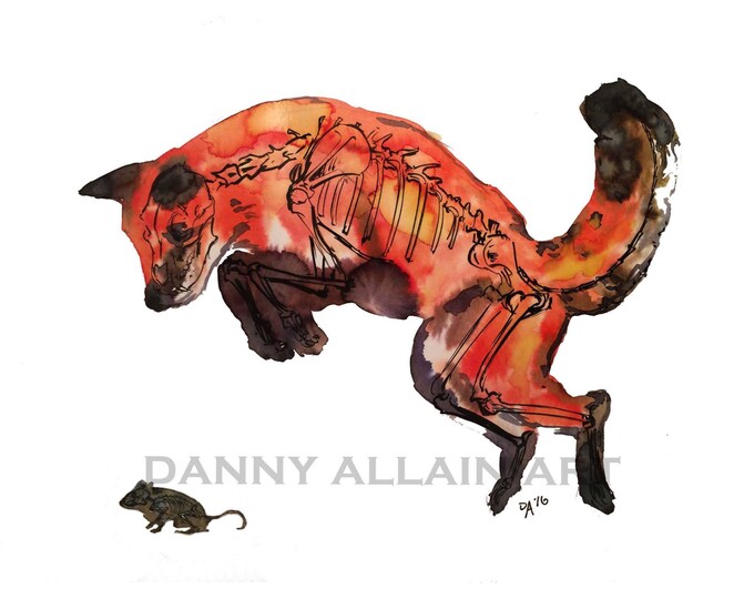 Fox and Mouse Bones Art Print