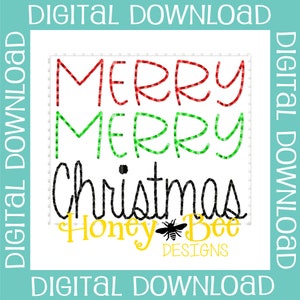 Christmas Feltie Design, Christmas Feltie File, Merry Merry Christmas Feltie File, Merry Merry Christmas Feltie Design