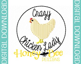Crazy Chicken Lady Feltie Design, Crazy Chicken Lady Feltie File, Feltie File, Funny Embroidery Design, Funny Feltie File
