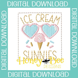 Ice Cream and Sunnies Feltie Design, Ice Cream Cone Feltie Embroidery Design, Ice Cream Feltie File, Ice Cream and Sunnies Feltie Files