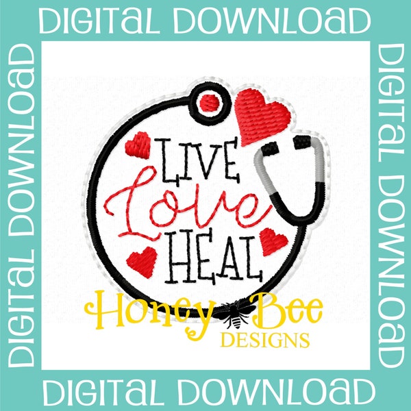 Nurse Feltie Design, Live Love Heal Feltie Embroidery Design, Scrub Feltie File, Nurse Feltie File, Medical Feltie Embroidery Design