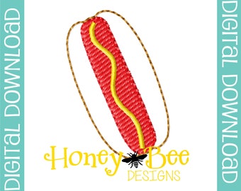 Hotdog Feltie Design, Hotdog Feltie Borduurwerk Ontwerp, Hotdog Feltie Bestand, Eten Feltie Ontwerpen, Eten Feltie Bestanden