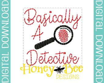 Funny Feltie Design, Funny Feltie File, Feltie File, Feltie Embroidery Design, Fondamentalmente A Detective Feltie File, True Crime Feltie Design