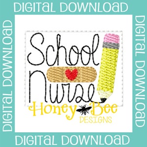 School Nurse Feltie Design, School Feltie Embroidery Design, School Feltie Design, School Nurse Feltie File