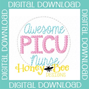 Nurse Feltie Design, PICU Feltie Design, Pediatric Intensive Care Unit nurse Feltie Embroidery Design