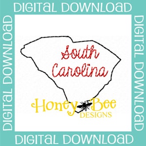 South Carolina State Feltie Design, South Carolina Feltie Embroidery Design, State Feltie Design