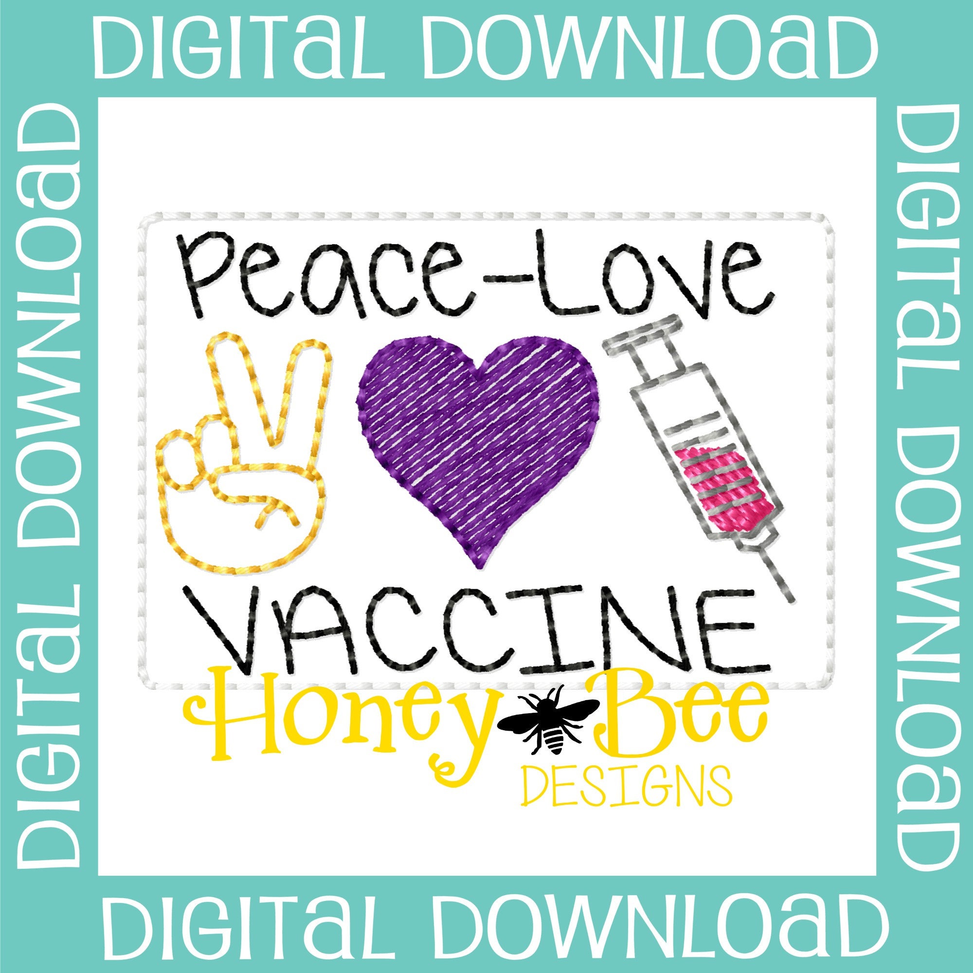 Vaccine Embroidery - Etsy Singapore