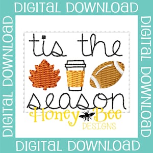 Fall Feltie Design, Fall Feltie File, Football Feltie File, Feltie Embroidery Design, Tis the Season Feltie File