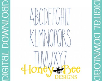 Bordado Font, Skinny BEAN Embroidery Font, Fuente de bordado de máquina, Fuente de bordado pequeño, Rae Dunn Inspired Font, Bean Embroidery Font
