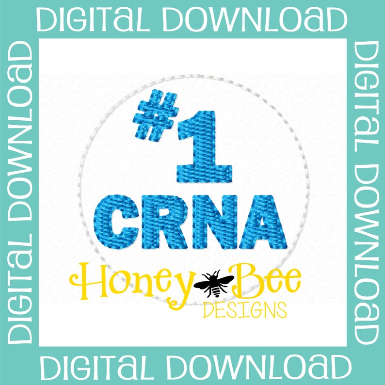 Number 1 CRNA Feltie File CRNA Feltie File Nurse Anesthetists Feltie Design CRNA Feltie Design Nurse Feltie Embroidery Design