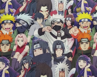 May include: A colorful collage featuring various characters from the popular anime series Naruto. The characters are depicted in a variety of poses and expressions, with some wearing masks and others with their faces visible. The background is a mix of different colors and patterns, creating a vibrant and dynamic image.