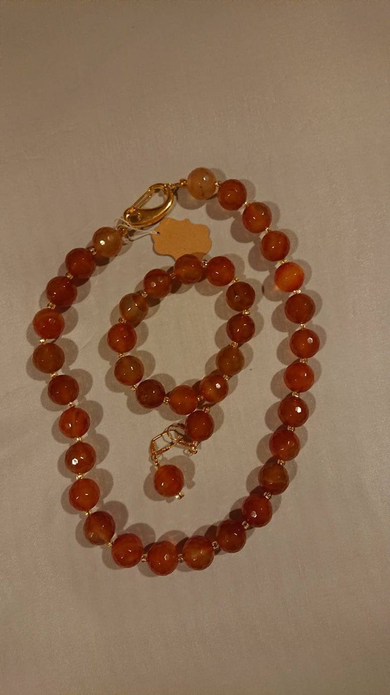 Carnelian necklace set and necklace. bracelet earrings