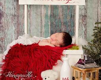 RED Mongolian Faux Fur 3" Long Pile 36”x30” Newborn Layering Blanket Photo Prop Soft Fur Basket Filler Gnomes DIY Crafts, Christmas Red