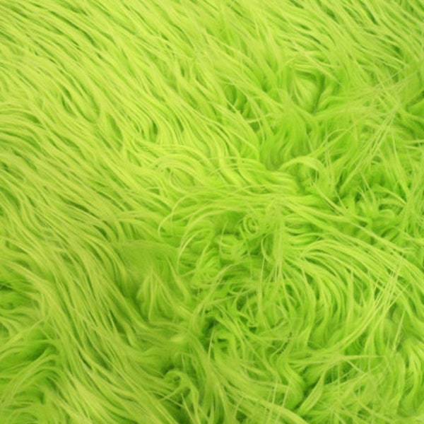 LIME GREEN Mongolian Faux Fur 3" Long Pile 18”x30” Newborn Layering Blanket Photo Prop Soft Fur Basket Filler Gnomes Craft Supplies Costumes