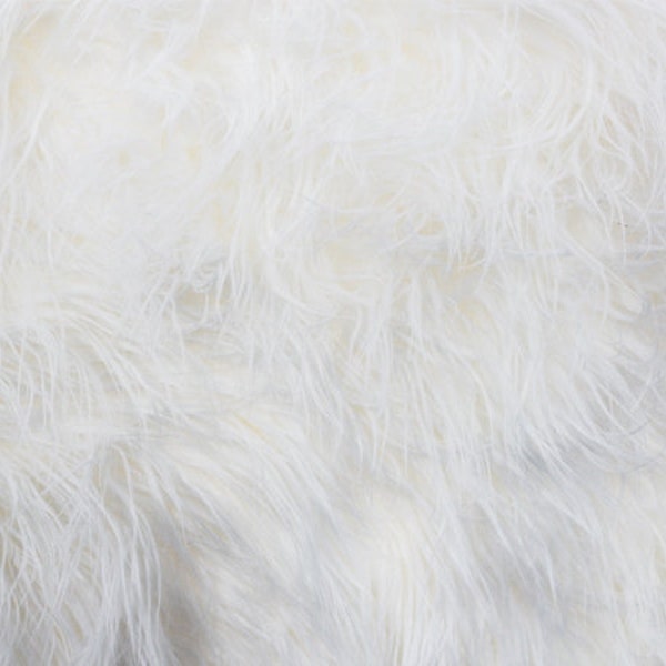 WHITE Mongolian Faux Fur Trim 4" wide by 30" or 36", with 3" Long Pile, Gnome Beard Fur, Photo Prop Costume, Pillows Craft, Precut Fur