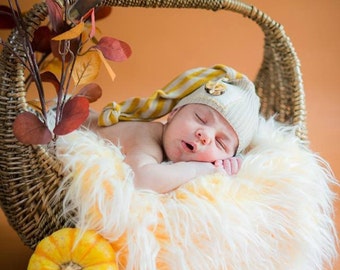 Yellow Frosted Mongolian Faux Fur 30" x 36" Yellow with White Tips Newborn Photo Prop, Faux Fur Fabric Photo Prop Blanket, Backdrop, Basket