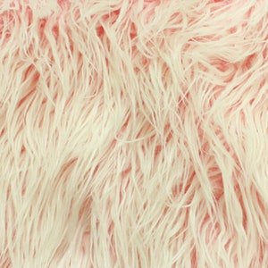 FROSTED PINK Mongolian Faux Fur Trim 4" wide x 30" or 36", with 3" Long Pile Gnome Beard Fur, Photo Prop Costume Pillows Craft, Precut Fur