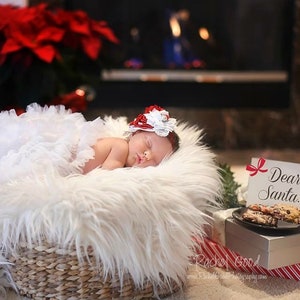 WHITE Mongolian Faux Fur 3&quot; Long Pile 36”x30” Newborn Layering Blanket Photo Prop Soft Fur Basket Filler Gnomes DIY Craft Supplies Costumes