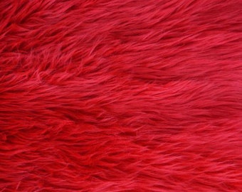 RED Shaggy Faux Fur, Plush Pile, 18"x30" Photo Prop Basket Filler Costumes Fur Trim Fabric Pillow Backdrop Crafts   –NonnaMiaCC Furs
