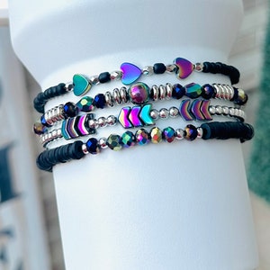 NEW Black Chroma Custom Charm Stack Tumbler Boot Topper Cup Accessories Charm Stacked Bracelet Bead Stretch 4 Pack