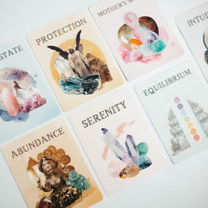 Cartes de signification cristal, Cartes d'information cristal, Jeu de cartes Oracle, Cartes de description de jeu de pierres précieuses Crystak, Cartes Rituel lunaire, Cartes Spirituel