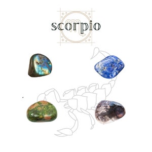 Scorpio Crystal Kit, Horoscope Collection, Zodiac Kit, Healing Gemstones, Scorpio Stone Sets, Sign of the Scorpion, Water Sign, Zodiac Gift