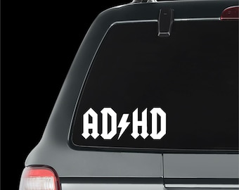 AD-HD Decal, funny sticker, car decal, window sticker, ACDC parody
