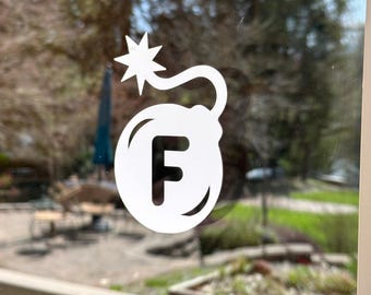 F-bomb decal, dropping f-bombs, funny decal, swear word, inflammatory gag decal