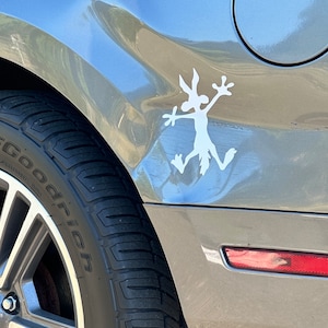 Wile E. Coyote smashed decal, car dent Loony Tunes sticker, funny dent cover up