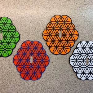 Flower life switch plate, customize your own 2-colors, sacred geometry.