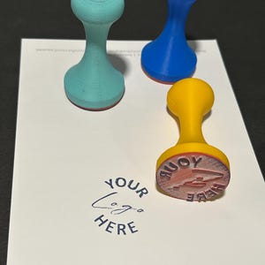 Custom rubber stamp! Make your logo in a circular stamp. 3D printed handle with multiple colors to choose from
