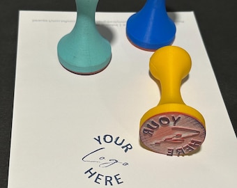 Custom rubber stamp! Make your logo in a circular stamp. 3D printed handle with multiple colors to choose from