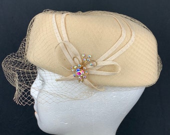 Vintage 50s Cream Woven Straw Fascinator Pillbox Hat Iridescent Sequins Bridal Sequin 1950s Vintage Hats for Women for sale | eBay main image 3