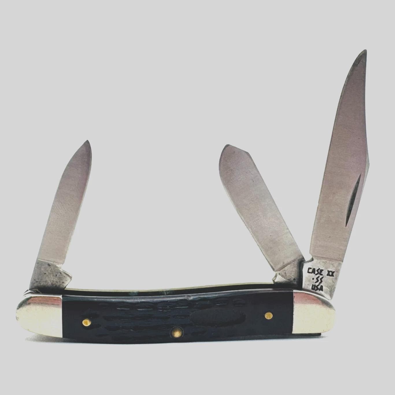 Vintage CASE XX 1989 63087 Medium Stockman 1 Dot SS 3 Blade Black