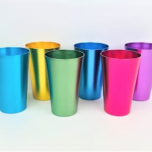 Retro Vintage Style Aluminum Tumbler Cups Set of 6 Fun Retro Colors  Unbreakable Metal Cups 16 Oz. Each 