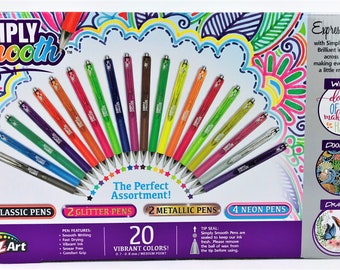 Cra-z-art 20 Vibrant Gel Pens Set Classic, Glitter, Metallic Neon