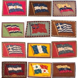 Antique Cigarette Cigar Box Tobacco Felt Flannel Silk Flags 8x5 c1910 ATC Flags of All Nations - Your Choice