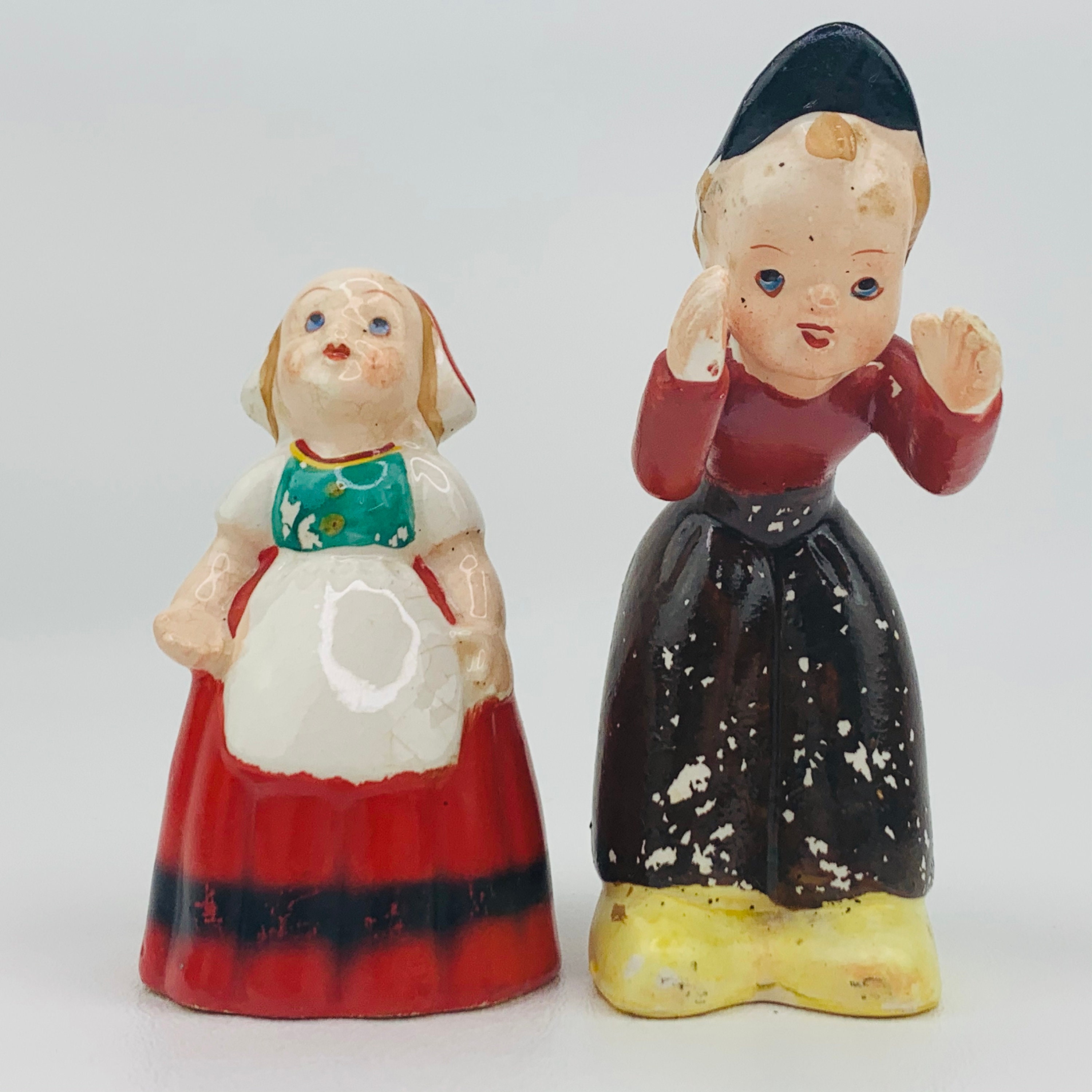 Vintage Dutch Boy Whispering to Girl Ceramic Salt Pepper Shakers JAPAN ...