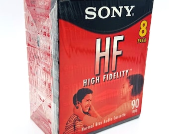 Cintas de casete de audio de alta fidelidad Sony HF 90 (paquete de 8), polarización normal, tipo 1, C-90HFL