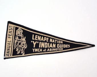 Vintage Lenape Nation Y Indian Guides Wimpel YMCA Abington Annual Feast Vilt