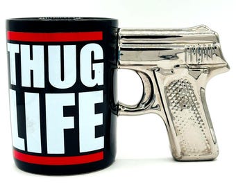 Thug Life-mok Spencers nieuwigheidscadeau koffiekopje met pistoolgreep