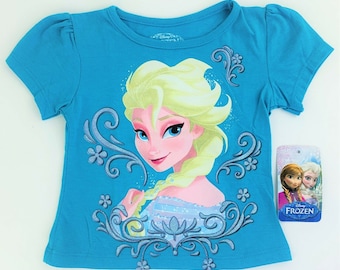 Disney World Frozen Elsa Anna Girls Toddler Short Sleeve Tee Shirt Top Size 2T